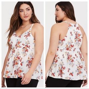 Torrid IVORY FLORAL CHALLIS BABYDOLL CAMI size 0 (10/12)
